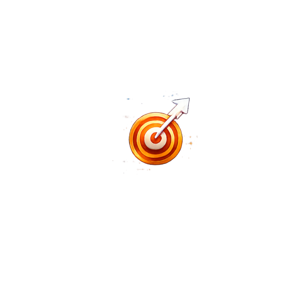 An orange dart hitting the center of a red and white bullseye target, representing precision in digital marketing and target audience reach.