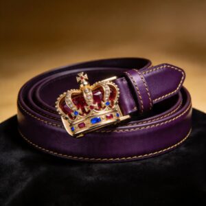 Royal Priesthood MELECH luxury men s leather belt deep royal purple Italian full