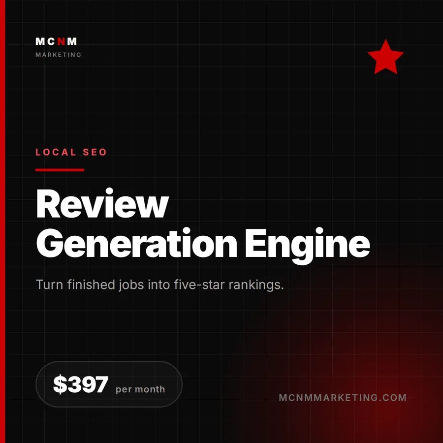 Review Generation Engine - $397 per month automated Google review service from MCNM Marketing