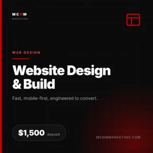Website Design and Build - $1,500 deposit for custom WordPress design in Las Vegas from MCNM Marketing