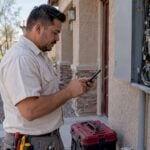 Contractor responding to a caller at a jobsite