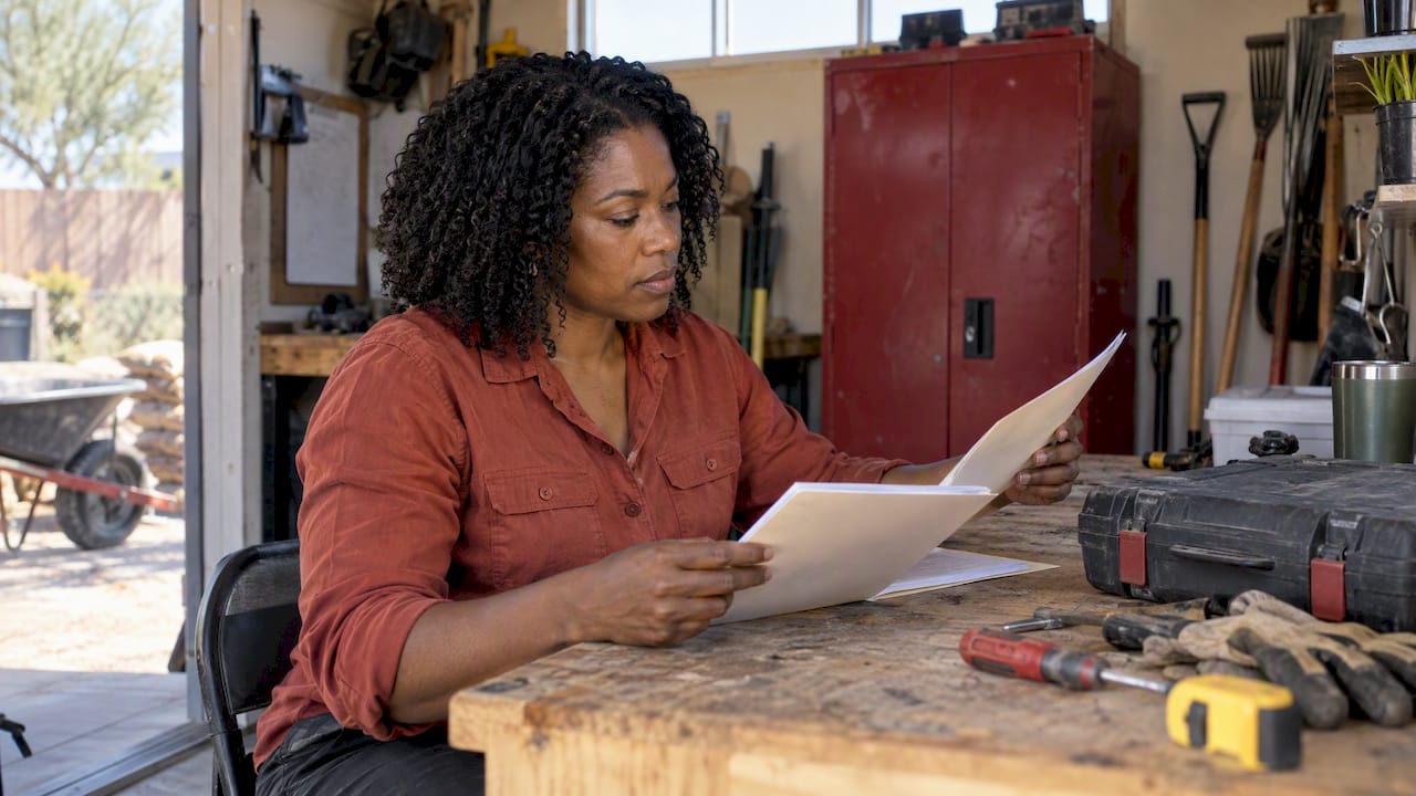 Landscaping owner reviewing a license application