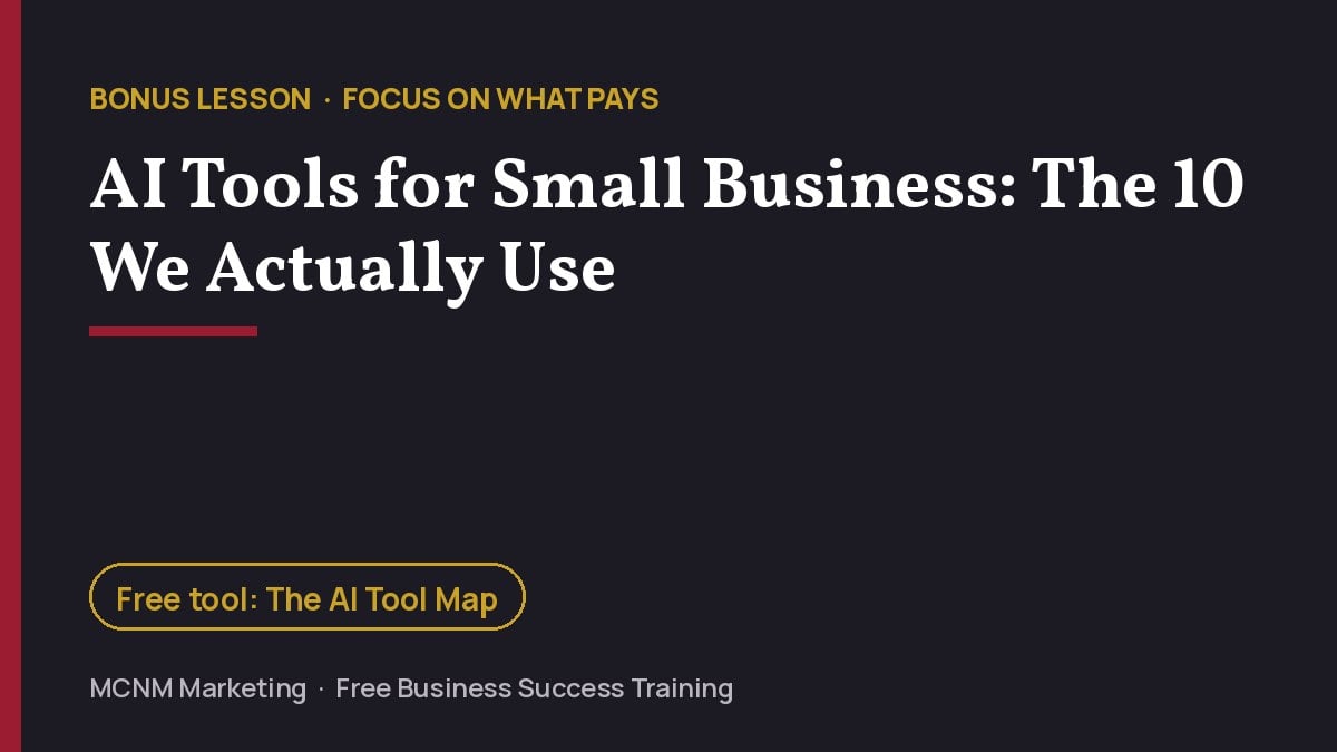 AI tools for small business: the AI Tool Map from MCNM Marketing's free business success training