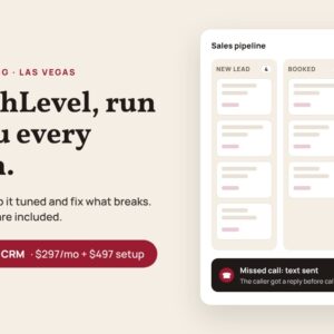 MCNM Growth CRM: GoHighLevel set up and managed by MCNM Marketing for $297 a month plus $497 setup