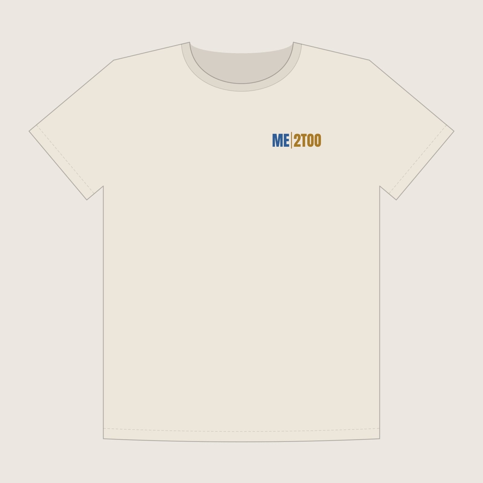 Me 2Too Made New Tee front: natural cream t-shirt with a small left-chest Me 2Too mark